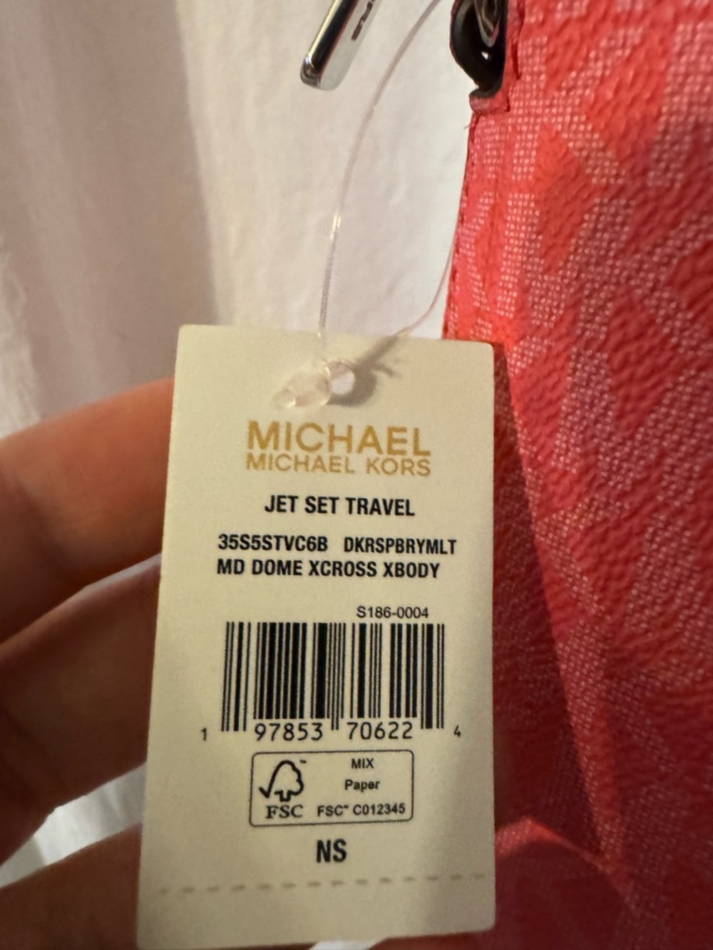 NWT Micheal Kors Jet Set Travel Bag. Women's Crossbody Bagin Raspberry and Cream - Picture 5 of 16